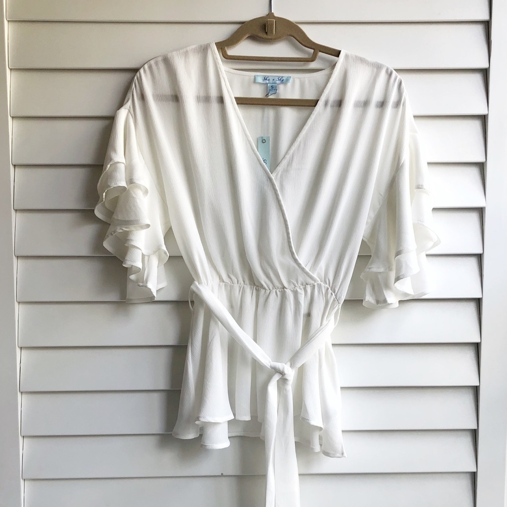 She + Sky Ruffle Wrap Top - Picture 3 of 9